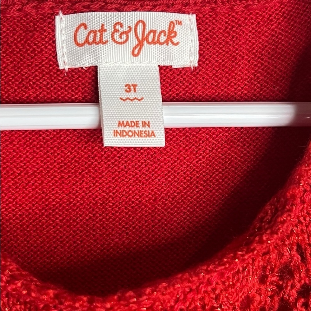 NWT - Cat & Jack Girls crochet red dress - Size 3T - Picture 4 of 8